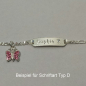 Preview: Kinderarmband mit Gravur, Schmetterling mit rosa Glassteine, Figaro-Taufarmband in 925/- Silber, 16 cm