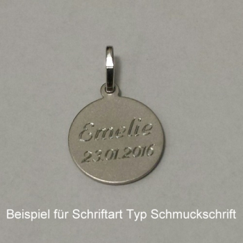 Preview: Schutzengel, Engel - Anhänger in 925 Silber, Taufschmuck - Durchmesser 12 mm, Rückseite gravierbar