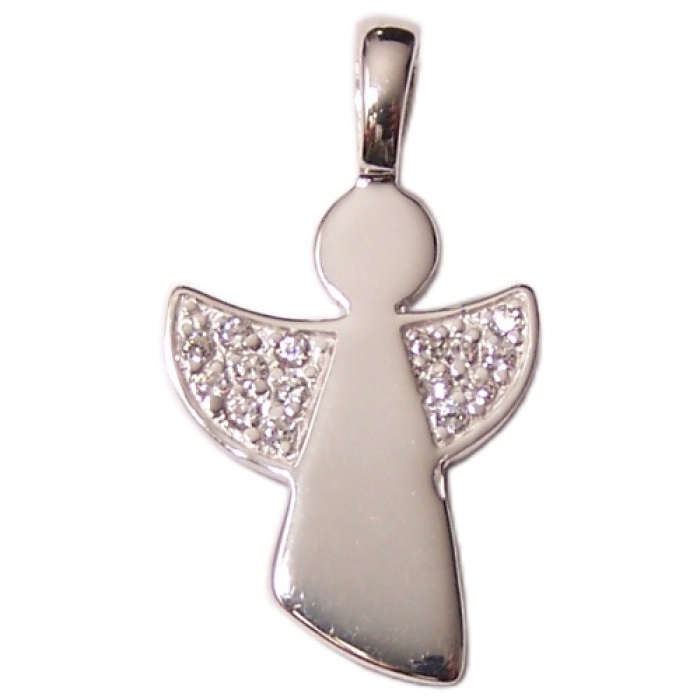 Taufkette Kommunion weißer Flügel Schutz Engel Anhänger mit Kette Silber 925 