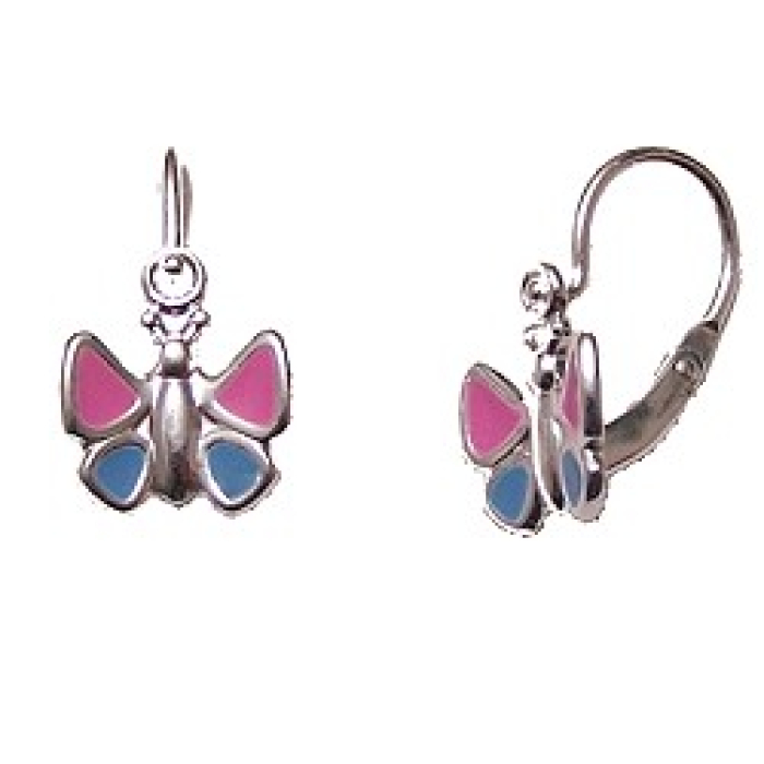 Ohrringe Schmetterling silber rosa hellblau
