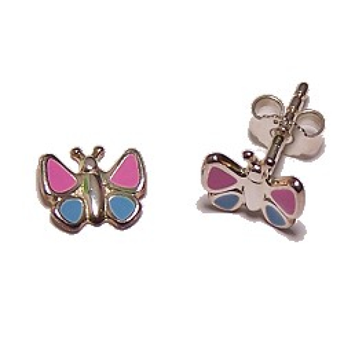 Ohrstecker Schmetterlinge rosa hellblau silber