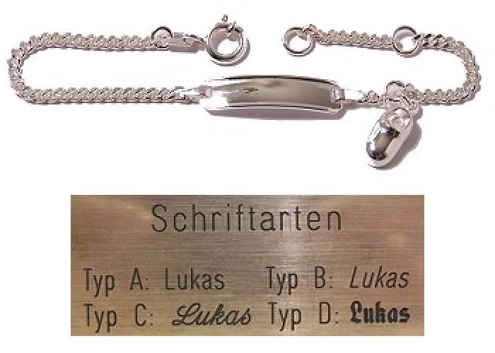 Schildband mit Gravur, silber