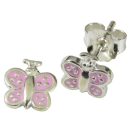 Kinderohrstecker Schmetterlinge rosa hellblau silber