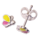 Ohrringe Stecker Schmetterlinge silber gelb rosa