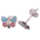 Ohrstecker Schmetterlinge silber rosa hellblau